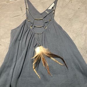 Rebecca Taylor brand Greyish Blue Top with real Feathers.